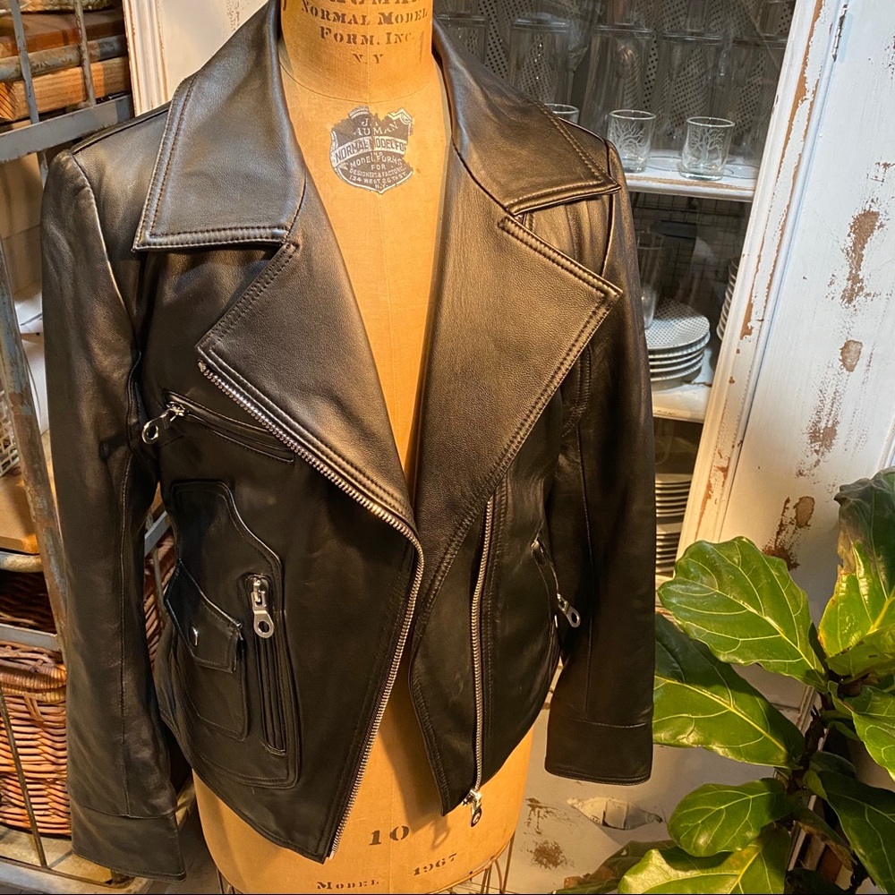 Black Lambskin Biker Jacket